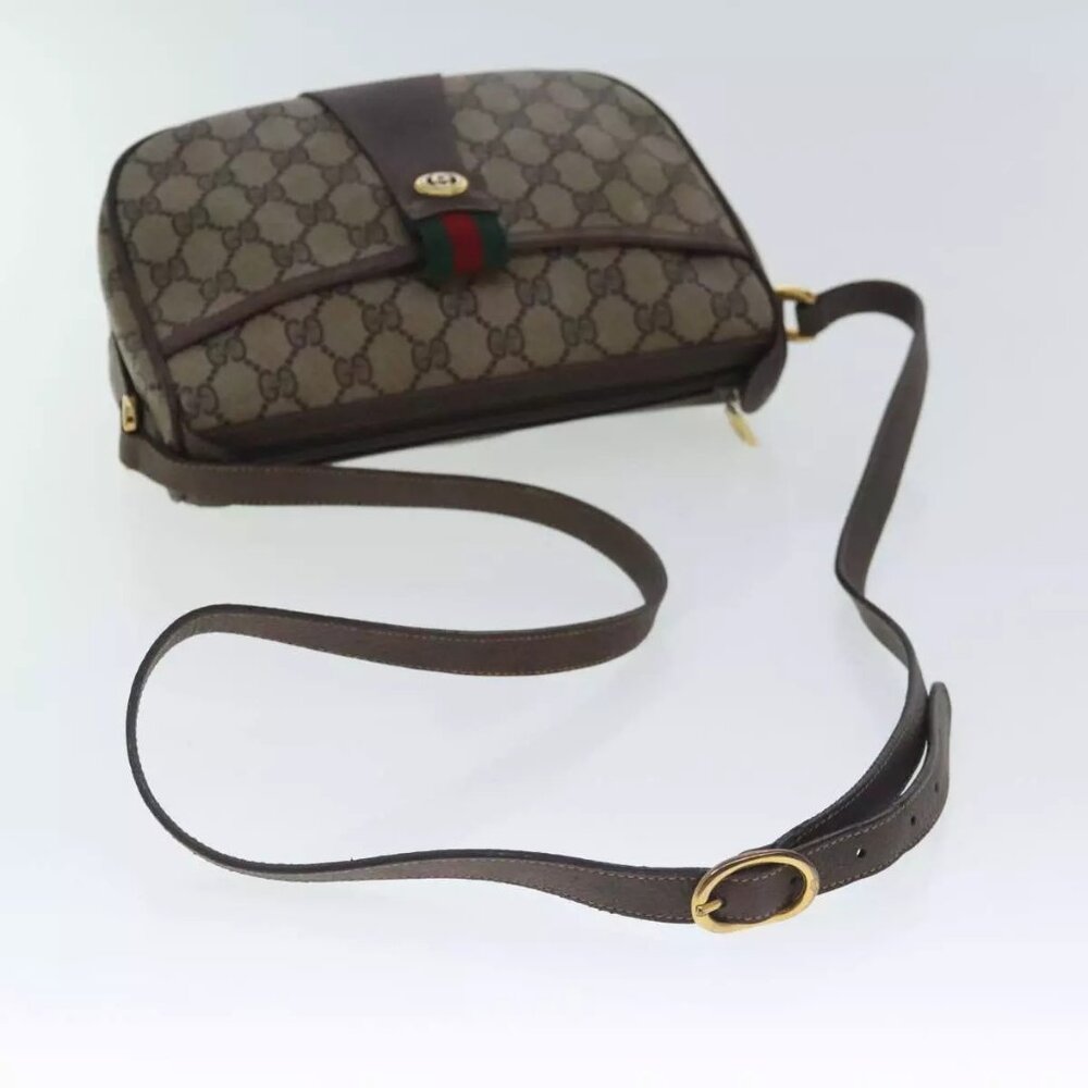 GUCCI GG Supreme Web Sherry Line Shoulder Bag PVC Beige - Picture 8 of 16